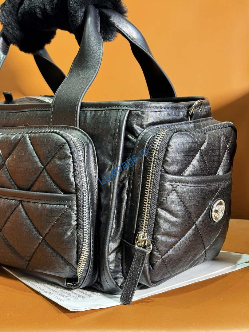Chanel AS4364 Large Bowling Bag Nylon & Silver-Tone Metal Black | chanel as4364 large bowling bag nylon silver tone metal black 03
