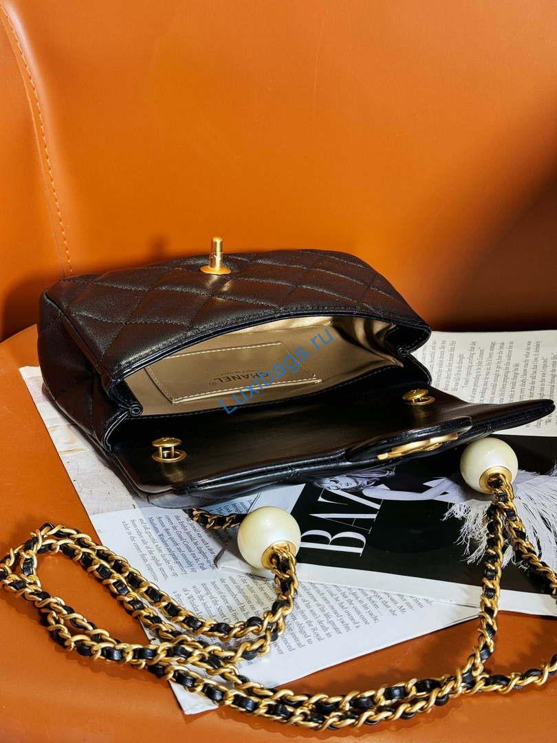 Chanel AS4861 Small Flap Bag Pearly Lambskin Imitation Pearls & Gold-Tone Metal Black | chanel as4861 small flap bag pearly lambskin imitation pearls gold tone metal black 05