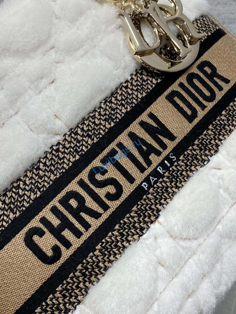 Dior M0565 Medium Lady D-Lite Wool Beige with Blue M1036 | dior m0565 medium lady d lite wool beige with blue m1036 04