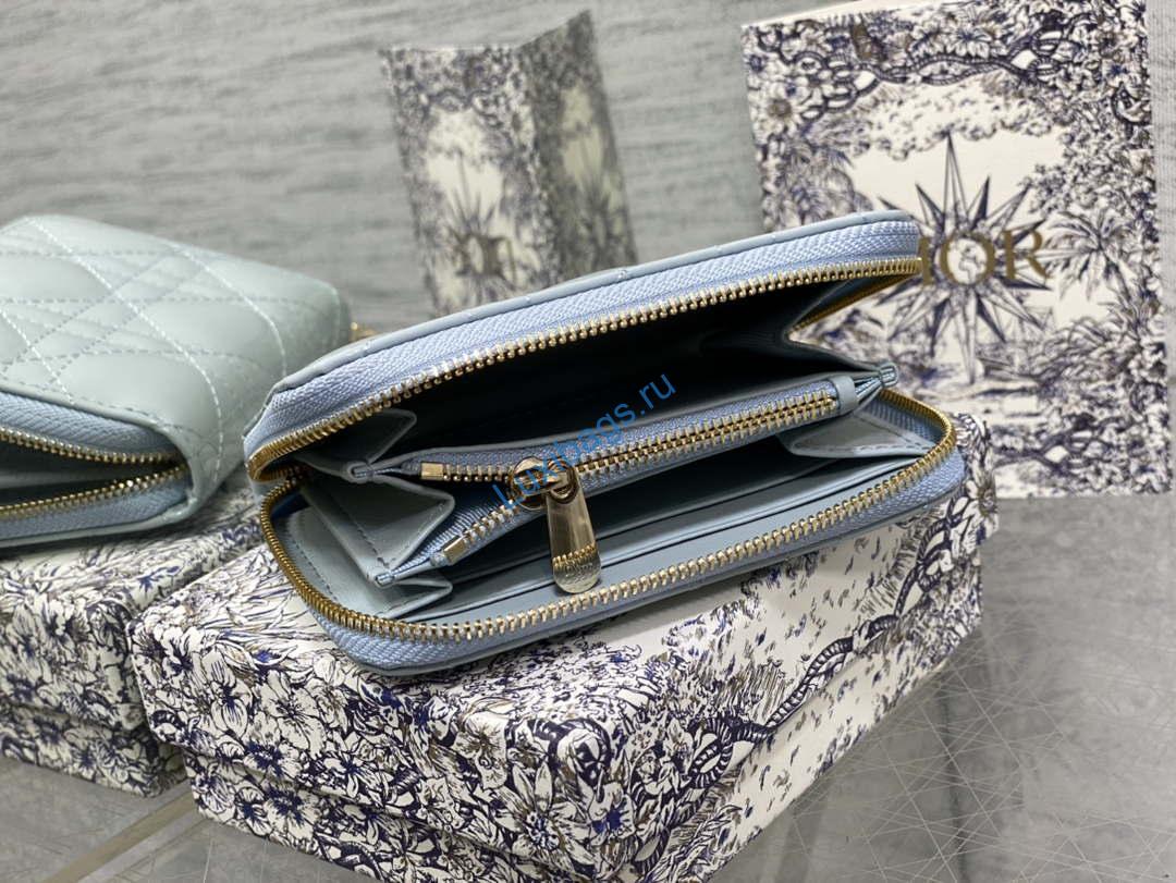 Dior S0011 Lady Dior Zipper Card Holder Medium Light Blue patent leather Lambskin | dior s0011 lady dior zipper card holder medium light blue patent leather lambskin 05