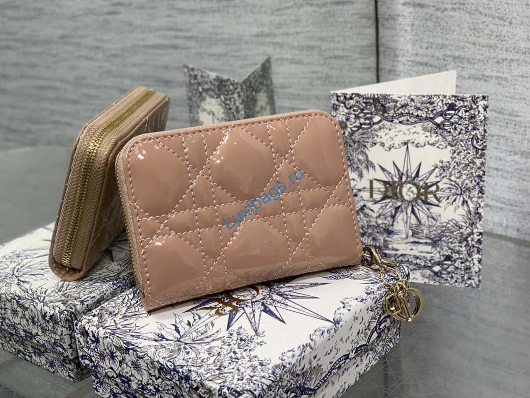 Dior S0011 Lady Dior Zipper Card Holder Medium Light Pink patent leather Lambskin | dior s0011 lady dior zipper card holder medium light pink patent leather lambskin 02