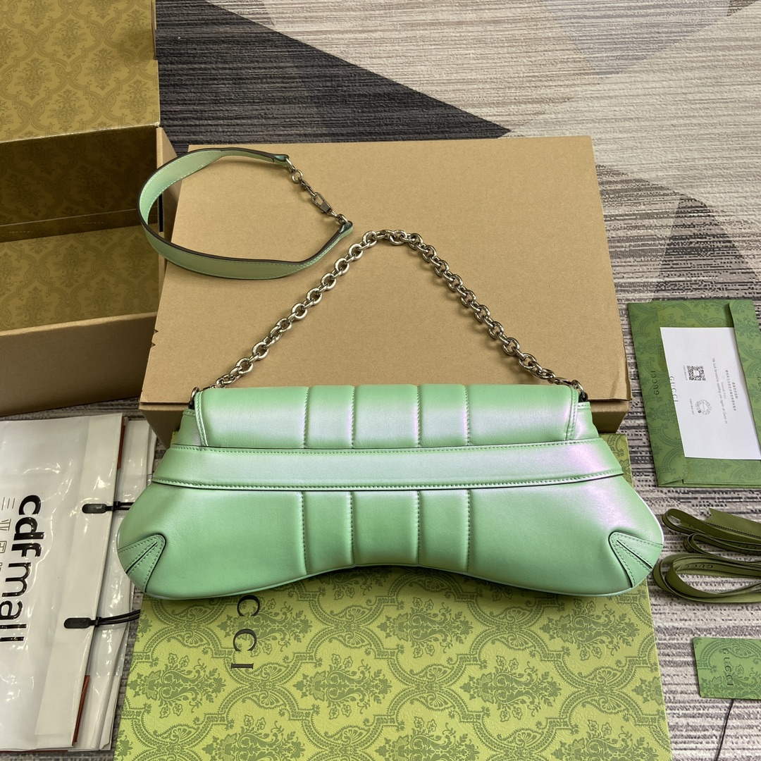 Gucci 764255 Gucci Horsebit Chain Medium Shoulder Bag Symphony green | gucci 764255 gucci horsebit chain medium shoulder bag symphony green 2