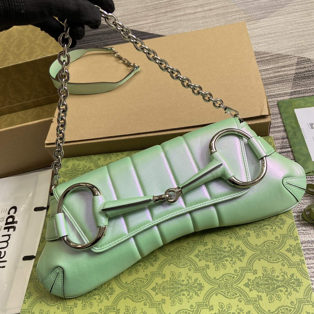 Gucci 764255 Gucci Horsebit Chain Medium Shoulder Bag Symphony green | gucci 764255 gucci horsebit chain medium shoulder bag symphony green 4