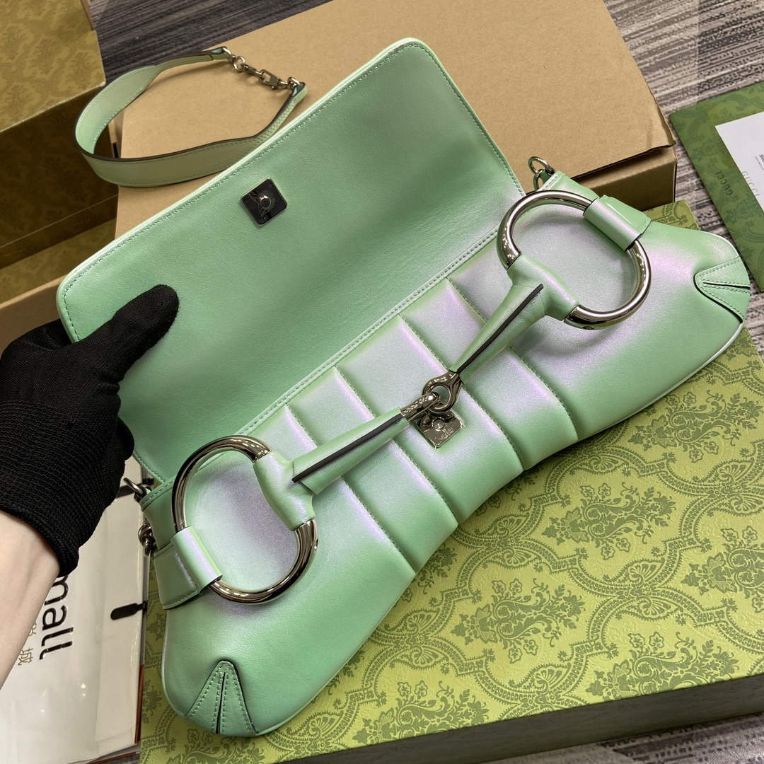 Gucci 764255 Gucci Horsebit Chain Medium Shoulder Bag Symphony green | gucci 764255 gucci horsebit chain medium shoulder bag symphony green 8