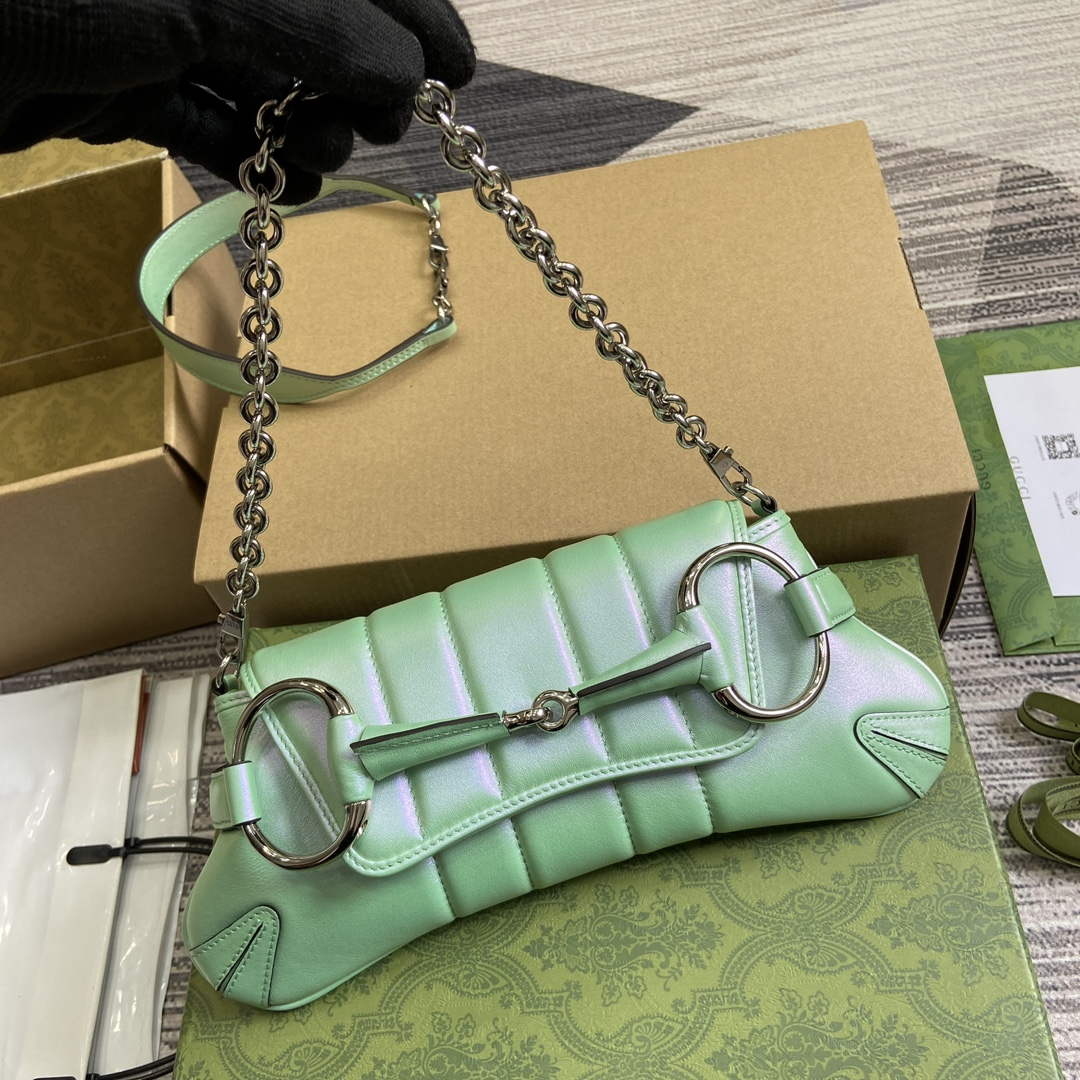 Gucci 764339 Gucci Horsebit Chain Small Shoulder Bag Symphony green | gucci 764339 gucci horsebit chain small shoulder bag symphony green 4
