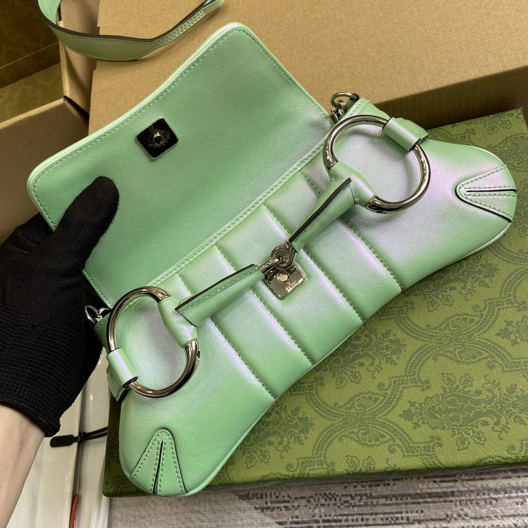 Gucci 764339 Gucci Horsebit Chain Small Shoulder Bag Symphony green | gucci 764339 gucci horsebit chain small shoulder bag symphony green 7