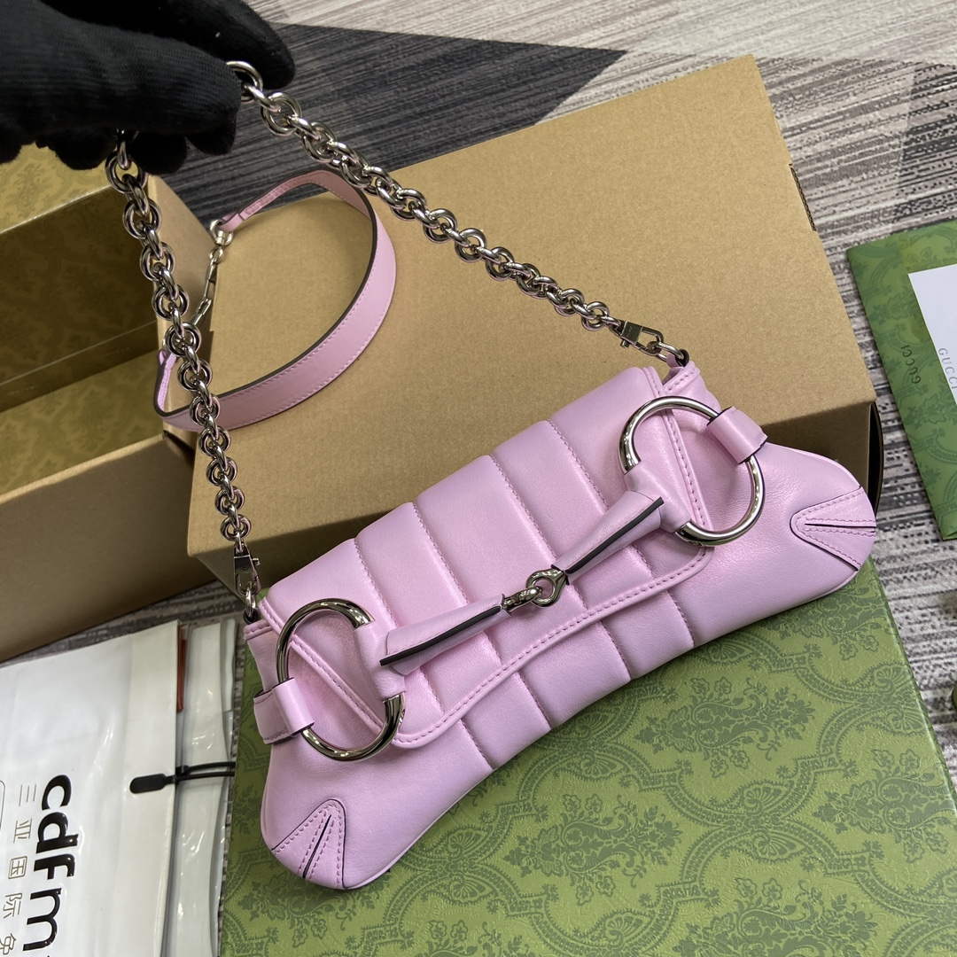 Gucci 764339 Gucci Horsebit Chain Small Shoulder Bag Symphony powder | gucci 764339 gucci horsebit chain small shoulder bag symphony powder 4