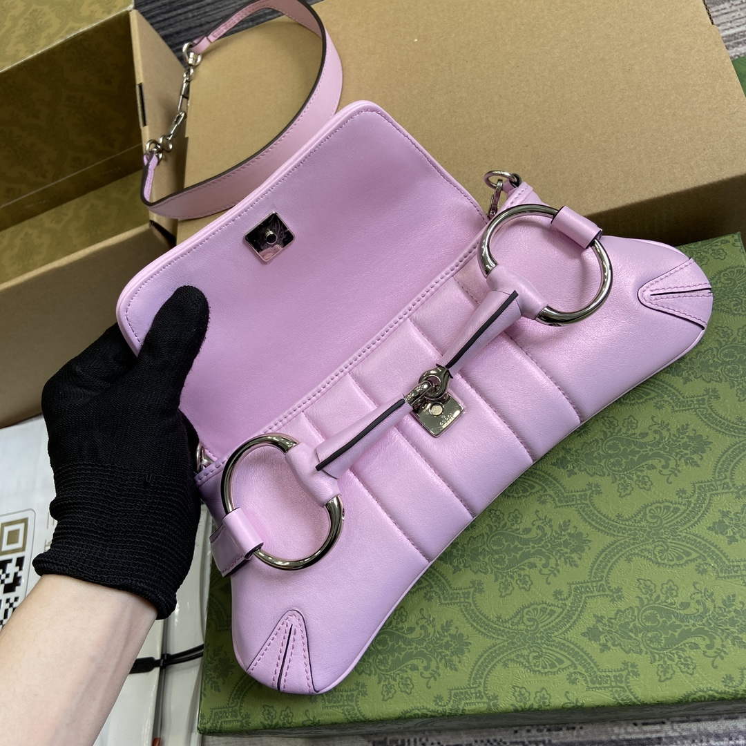 Gucci 764339 Gucci Horsebit Chain Small Shoulder Bag Symphony powder | gucci 764339 gucci horsebit chain small shoulder bag symphony powder 7