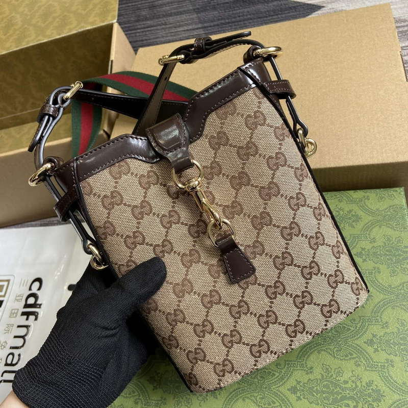 Gucci 782919 Original GG Small Bucket Bag Brown | gucci 782919 original gg small bucket bag brown 4