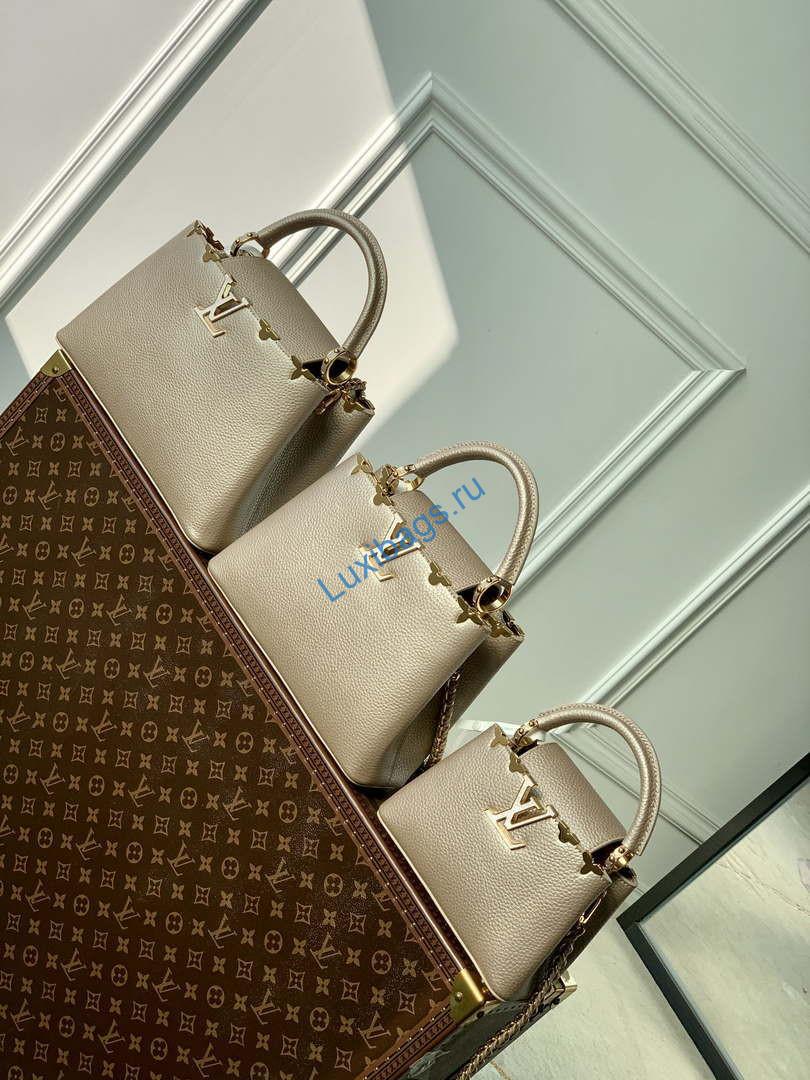 LV M22436 Louis Vuitton Capucines BB Handbag Griotte Pearlescent khaki | lv m22436 louis vuitton capucines bb handbag griotte pearlescent khaki 01