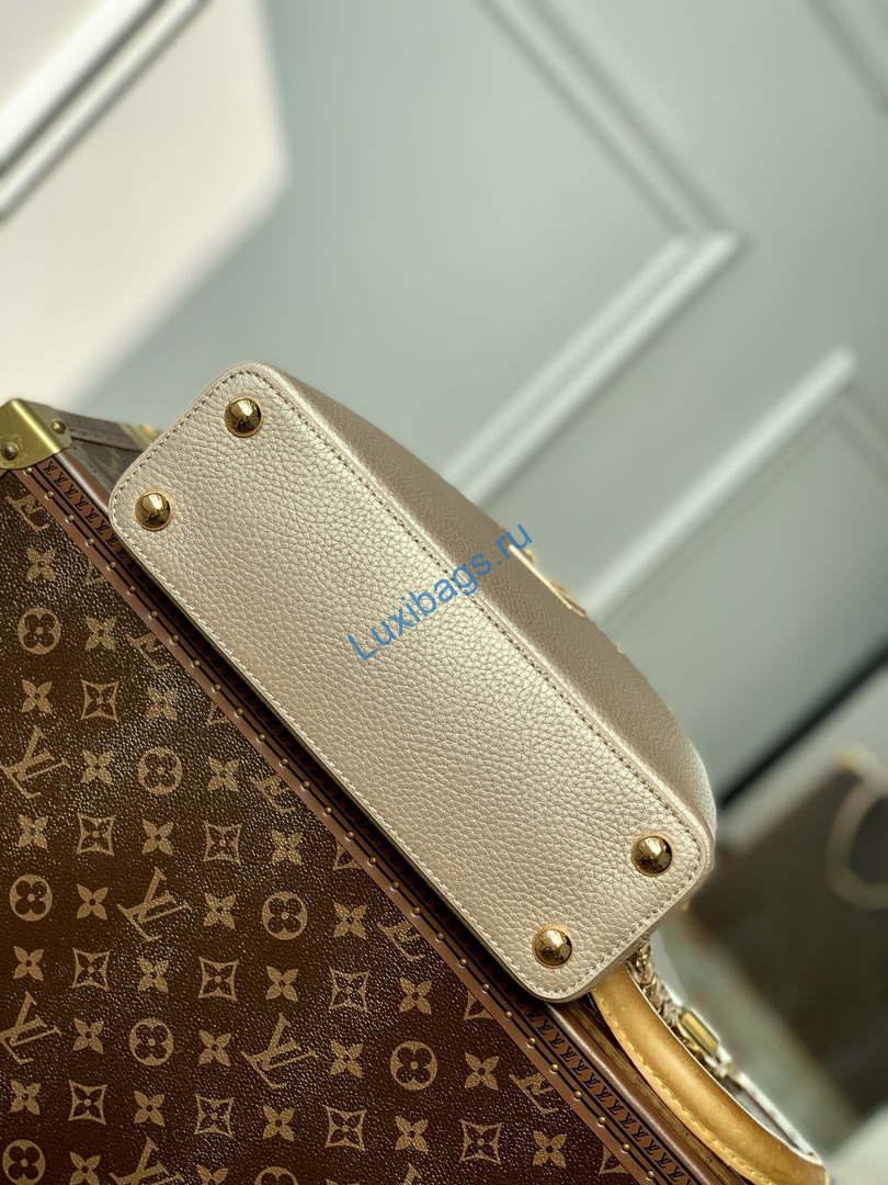 LV M22436 Louis Vuitton Capucines BB Handbag Griotte Pearlescent khaki | lv m22436 louis vuitton capucines bb handbag griotte pearlescent khaki 05