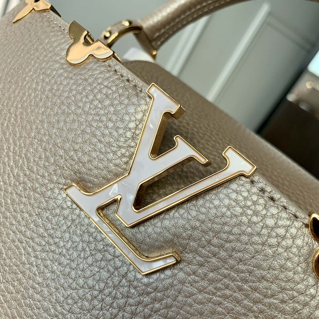 LV M22436 Louis Vuitton Capucines BB Handbag Griotte Pearlescent khaki | lv m22436 louis vuitton capucines bb handbag griotte pearlescent khaki 06