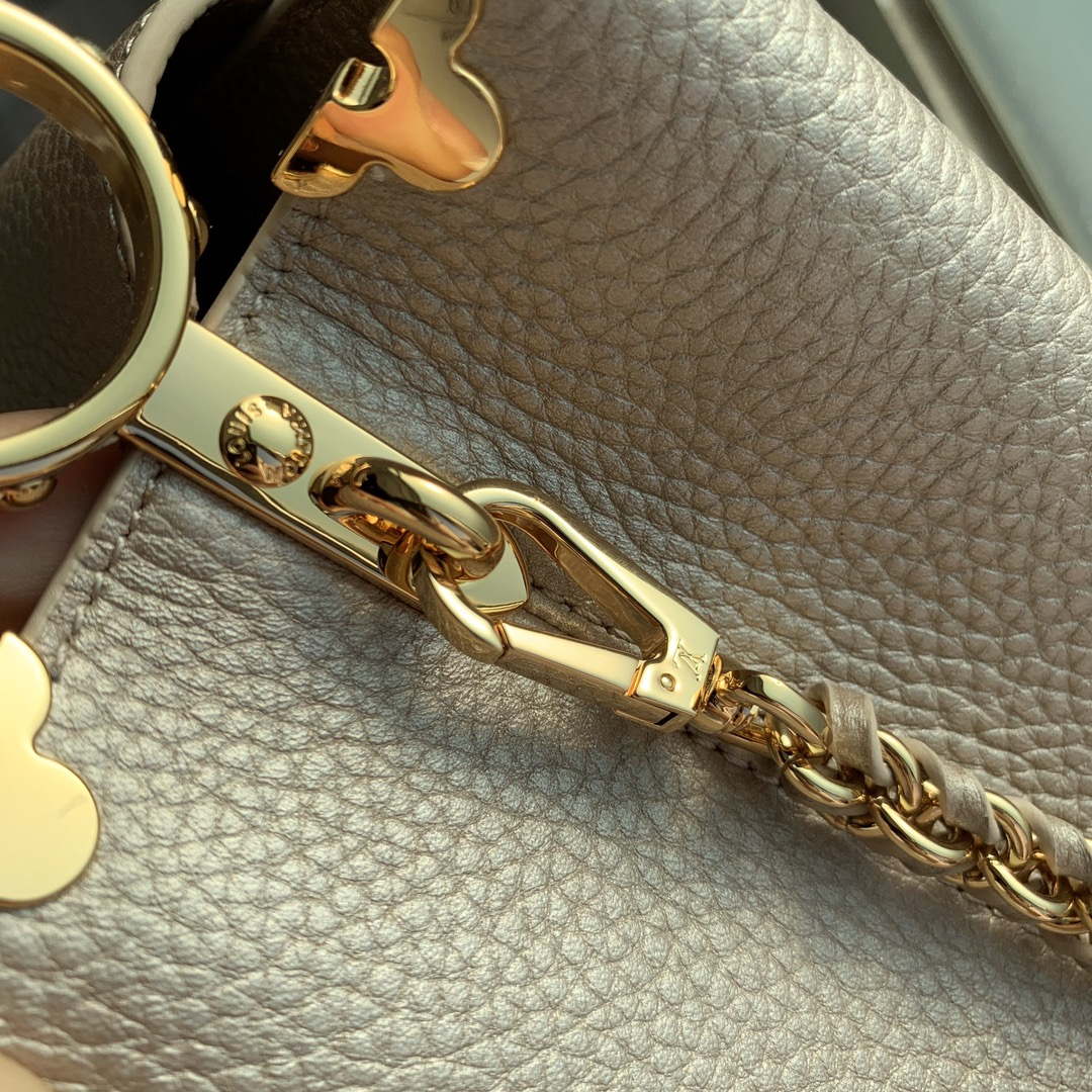 LV M22436 Louis Vuitton Capucines BB Handbag Griotte Pearlescent khaki | lv m22436 louis vuitton capucines bb handbag griotte pearlescent khaki 07