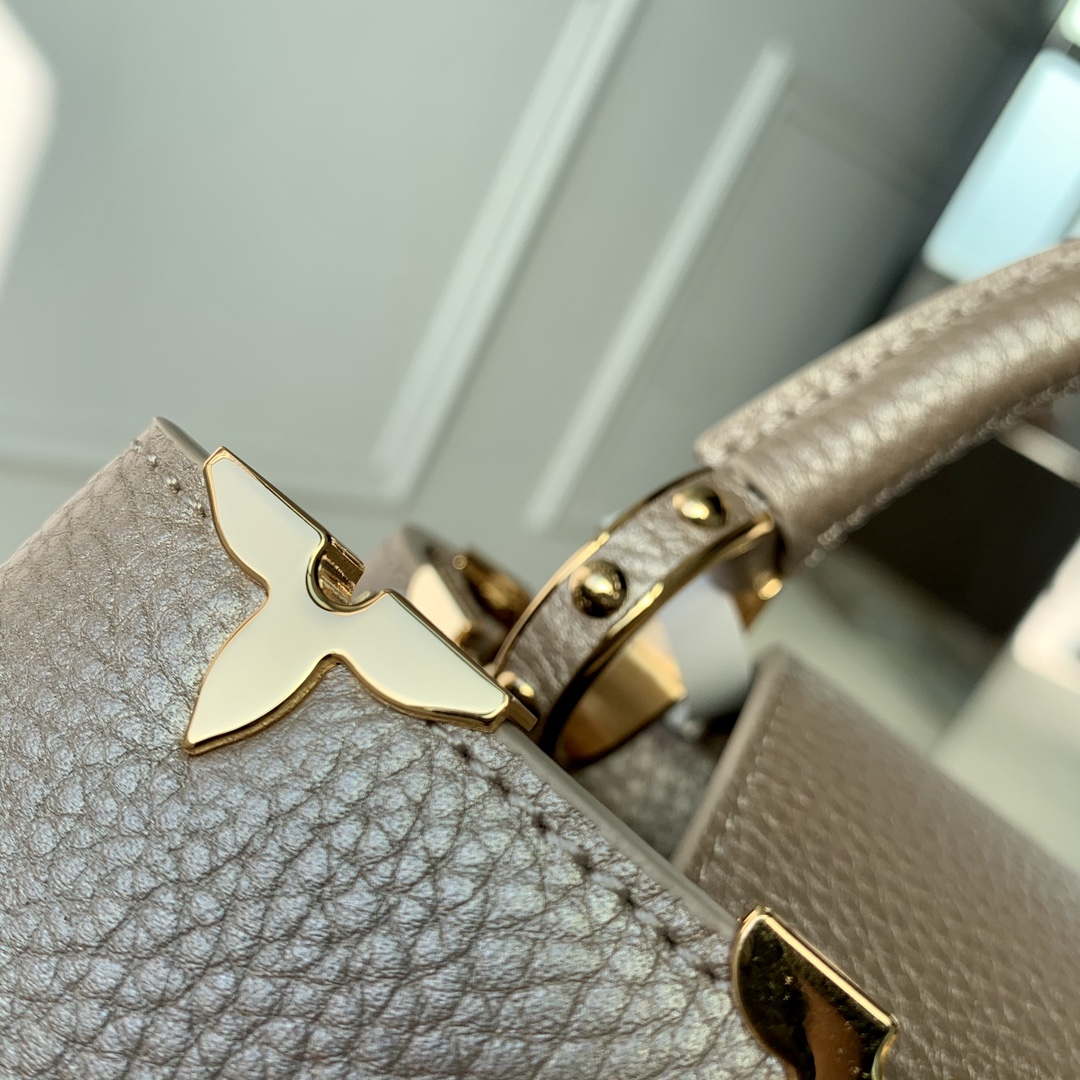 LV M22436 Louis Vuitton Capucines BB Handbag Griotte Pearlescent khaki | lv m22436 louis vuitton capucines bb handbag griotte pearlescent khaki 08