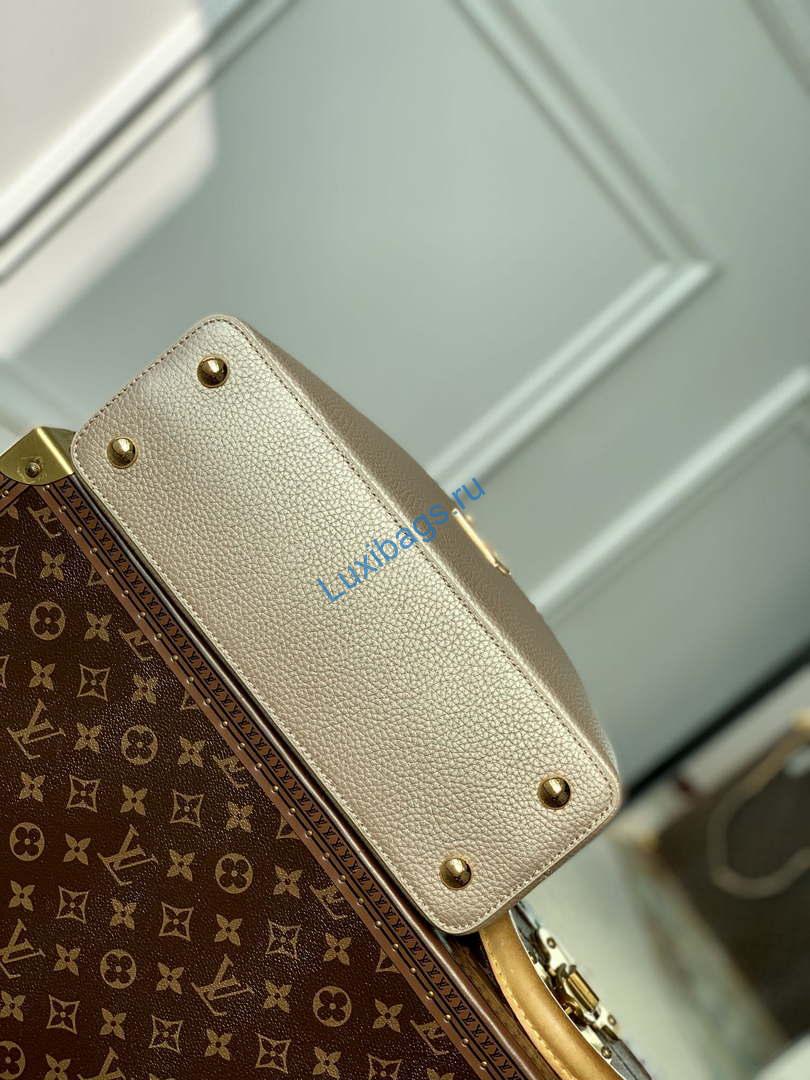 LV M22436 Louis Vuitton Capucines MM Handbag Griotte Pearlescent khaki | lv m22436 louis vuitton capucines mm handbag griotte pearlescent khaki 03
