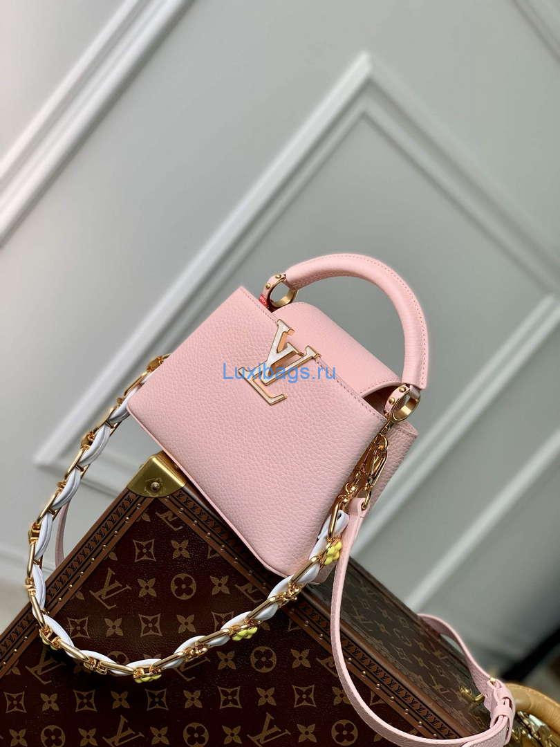 LV M23363 Louis Vuitton Capucines Mini Handbag Jasmine Pink | lv m23363 louis vuitton capucines mini handbag jasmine pink 2