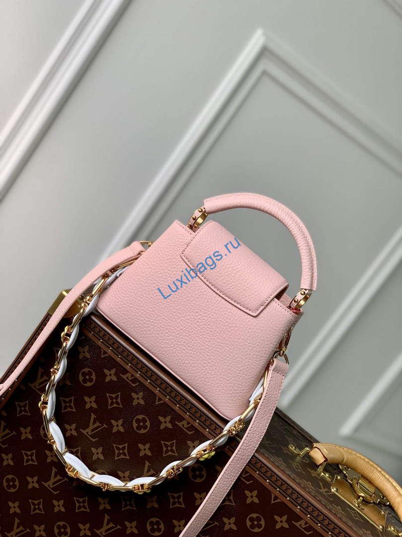 LV M23363 Louis Vuitton Capucines Mini Handbag Jasmine Pink | lv m23363 louis vuitton capucines mini handbag jasmine pink 3