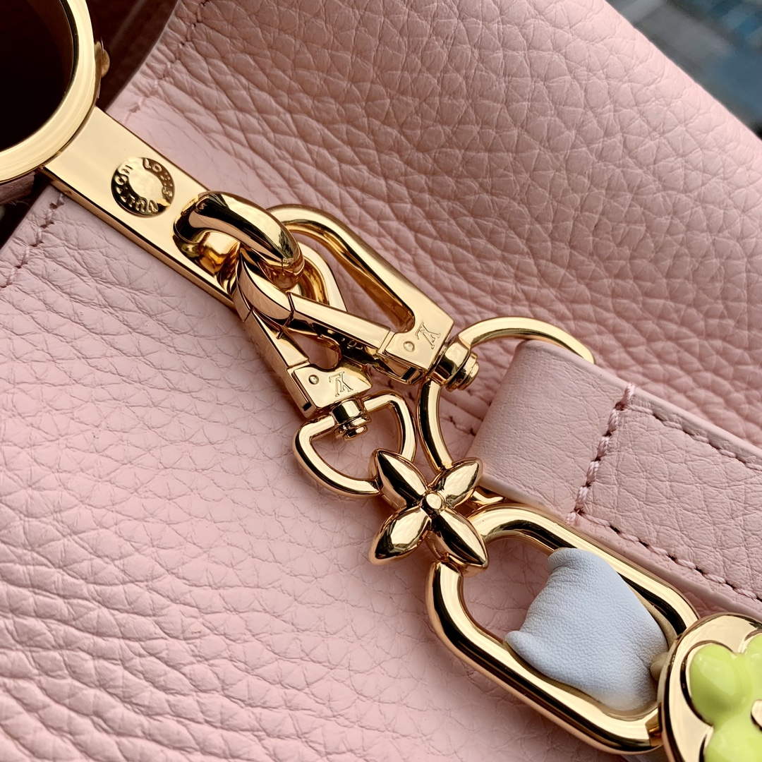 LV M23363 Louis Vuitton Capucines Mini Handbag Jasmine Pink | lv m23363 louis vuitton capucines mini handbag jasmine pink 6