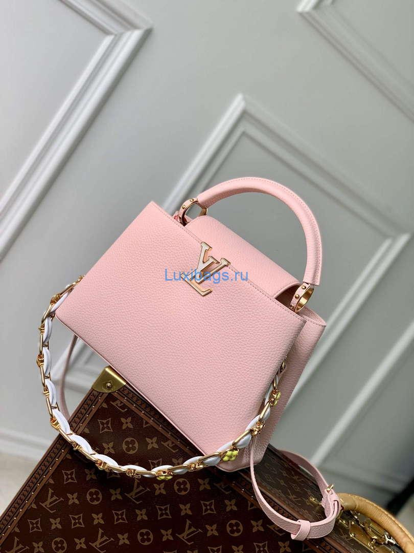 LV M23363 Louis Vuitton Capucines MM Handbag Jasmine Pink | lv m23363 louis vuitton capucines mm handbag jasmine pink 2