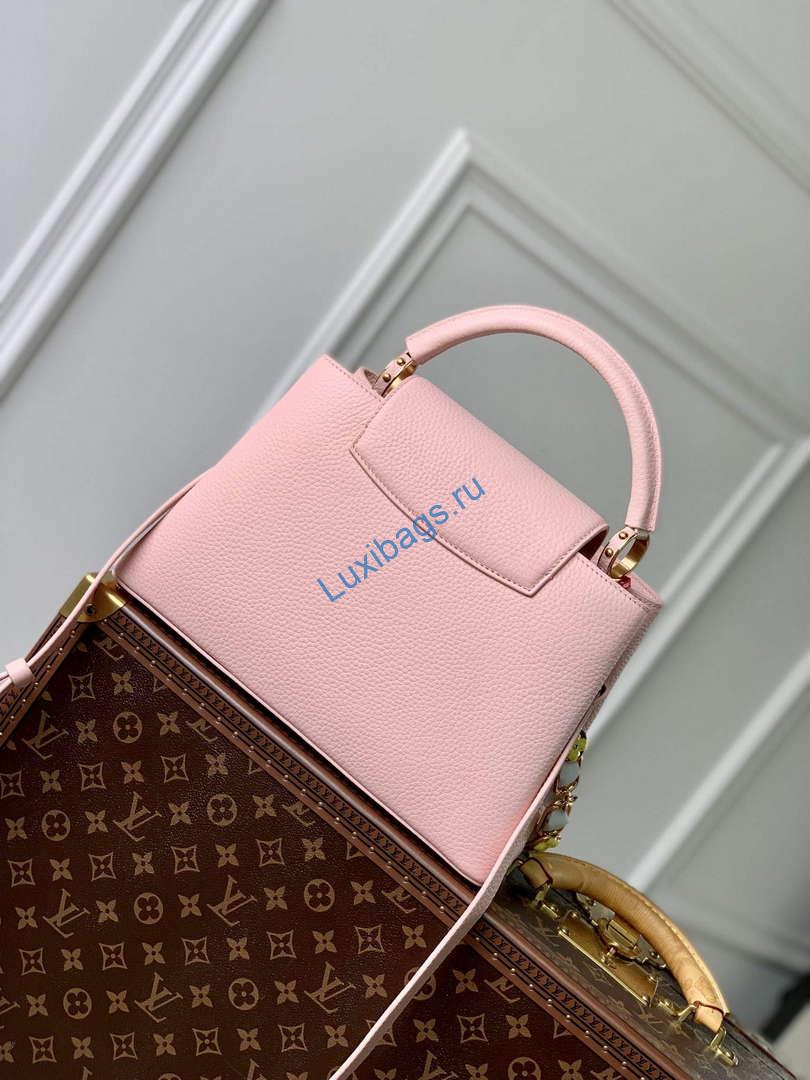 LV M23363 Louis Vuitton Capucines MM Handbag Jasmine Pink | lv m23363 louis vuitton capucines mm handbag jasmine pink 3