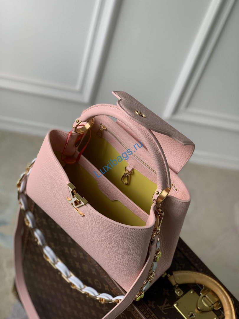LV M23363 Louis Vuitton Capucines MM Handbag Jasmine Pink | lv m23363 louis vuitton capucines mm handbag jasmine pink 8