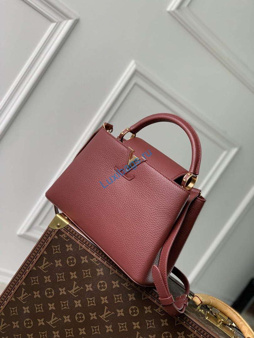 LV M25128 Louis Vuitton Capucines MM Handbag Griotte Red | lv m25128 louis vuitton capucines mm handbag griotte red 3