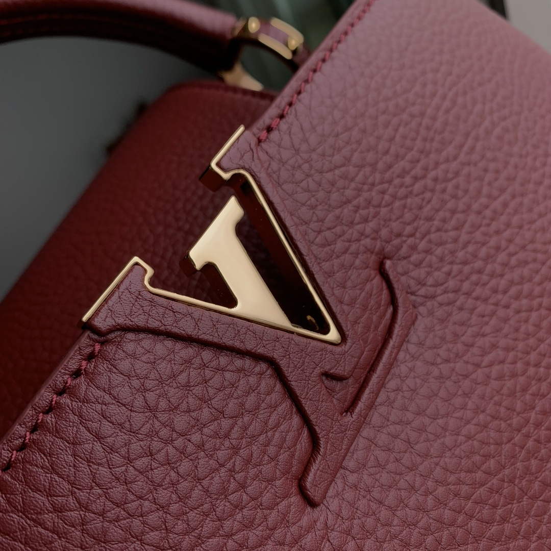 LV M25128 Louis Vuitton Capucines MM Handbag Griotte Red | lv m25128 louis vuitton capucines mm handbag griotte red 5
