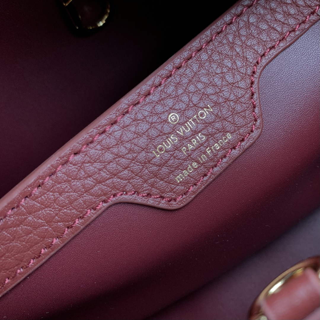 LV M25128 Louis Vuitton Capucines MM Handbag Griotte Red | lv m25128 louis vuitton capucines mm handbag griotte red 9