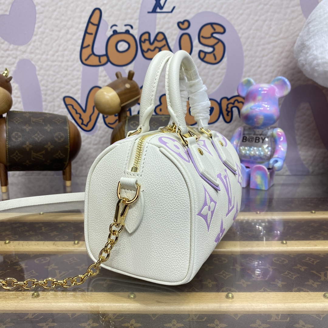 LV M46875 Louis Vuitton Speedy Bandoulière 20 Handbag Latte White / Bubble Tea Mauve | lv m46875 louis vuitton speedy bandouliere 20 handbag latte white bubble tea mauve 3