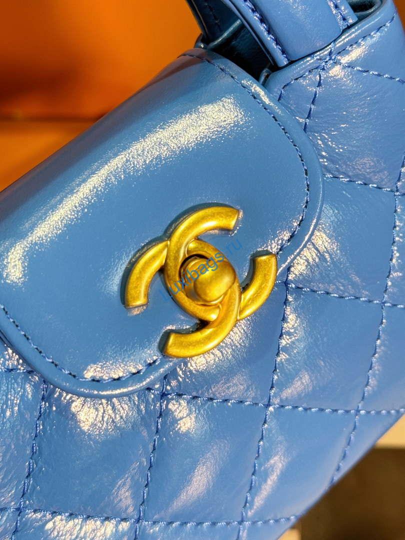 Chanel AP3435 Shiny Aged calfskin & gold-tone metal blue | chanel ap3435 shiny aged calfskin gold tone metal blue 006