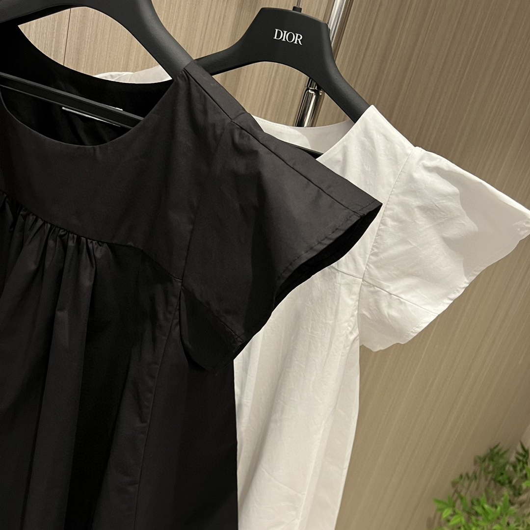 Dior Women's Ruffled flying sleeve A-line doll-fit shirt top D60021 | dior womens ruffled flying sleeve a line doll fit shirt top d60021 002