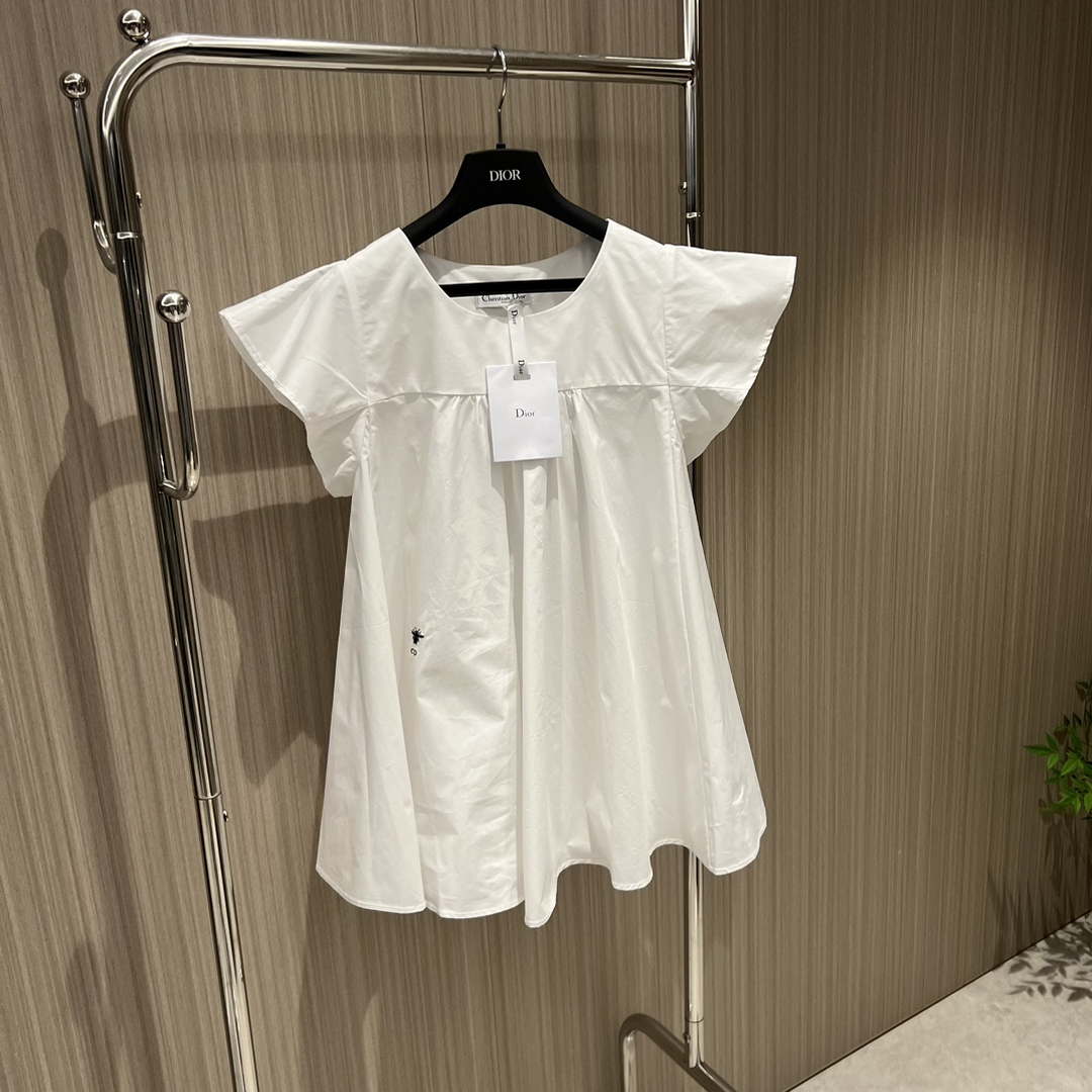 Dior Women's Ruffled flying sleeve A-line doll-fit shirt top D60021 | dior womens ruffled flying sleeve a line doll fit shirt top d60021 003