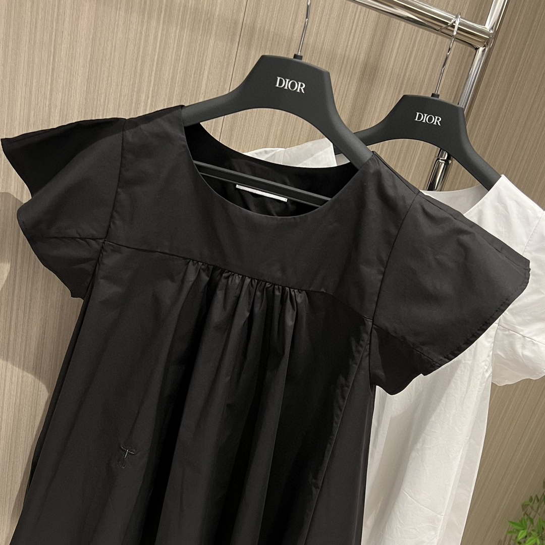 Dior Women's Ruffled flying sleeve A-line doll-fit shirt top D60021 | dior womens ruffled flying sleeve a line doll fit shirt top d60021 009