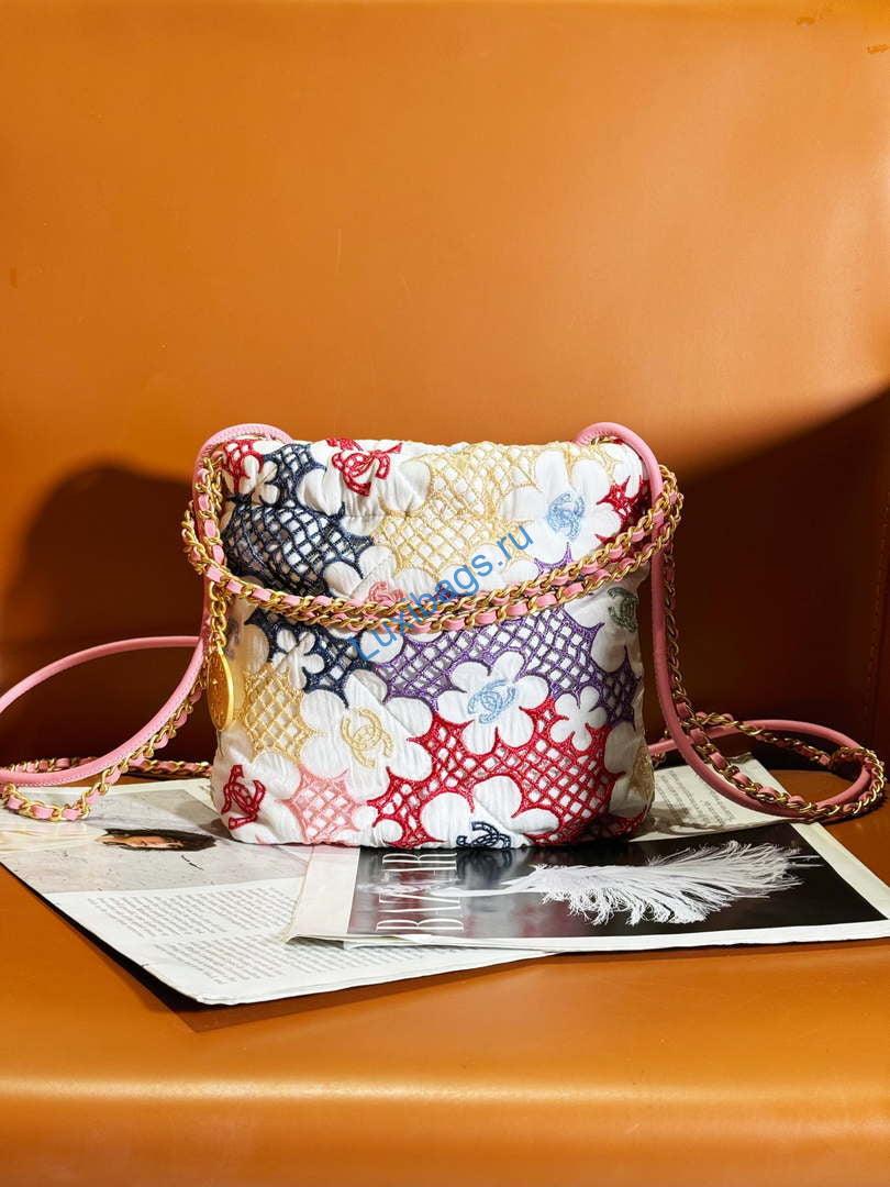 Chanel 22 Mini Handbag AS3980 Lace Patchwork & Gold-Tone Metal Multicolour | chanel 22 mini handbag as3980 lace patchwork gold tone metal multicolour 002