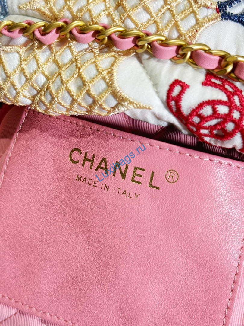 Chanel 22 Mini Handbag AS3980 Lace Patchwork & Gold-Tone Metal Multicolour | chanel 22 mini handbag as3980 lace patchwork gold tone metal multicolour 008