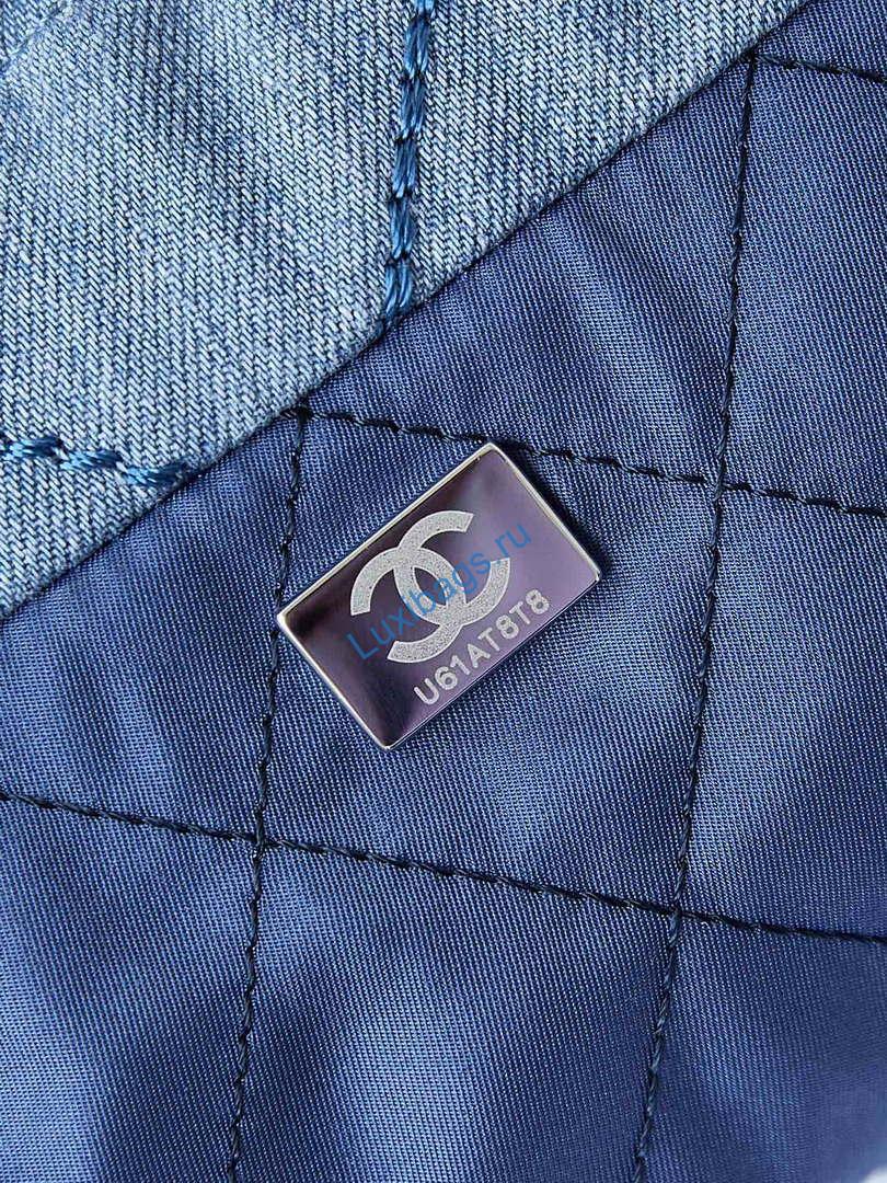 Chanel 22 Mini Handbag AS3980 Washed Denim & Silver-Tone Metal Blue | chanel 22 mini handbag as3980 washed denim silver tone metal blue 09