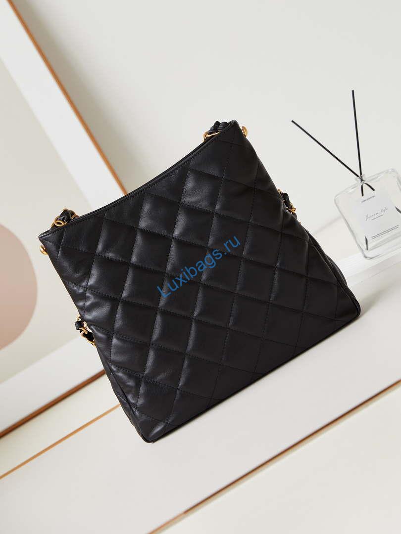 Chanel AS4754 24P New Hobo Bag Black Lambskin | chanel as4754 24p new hobo bag black lambskin 007