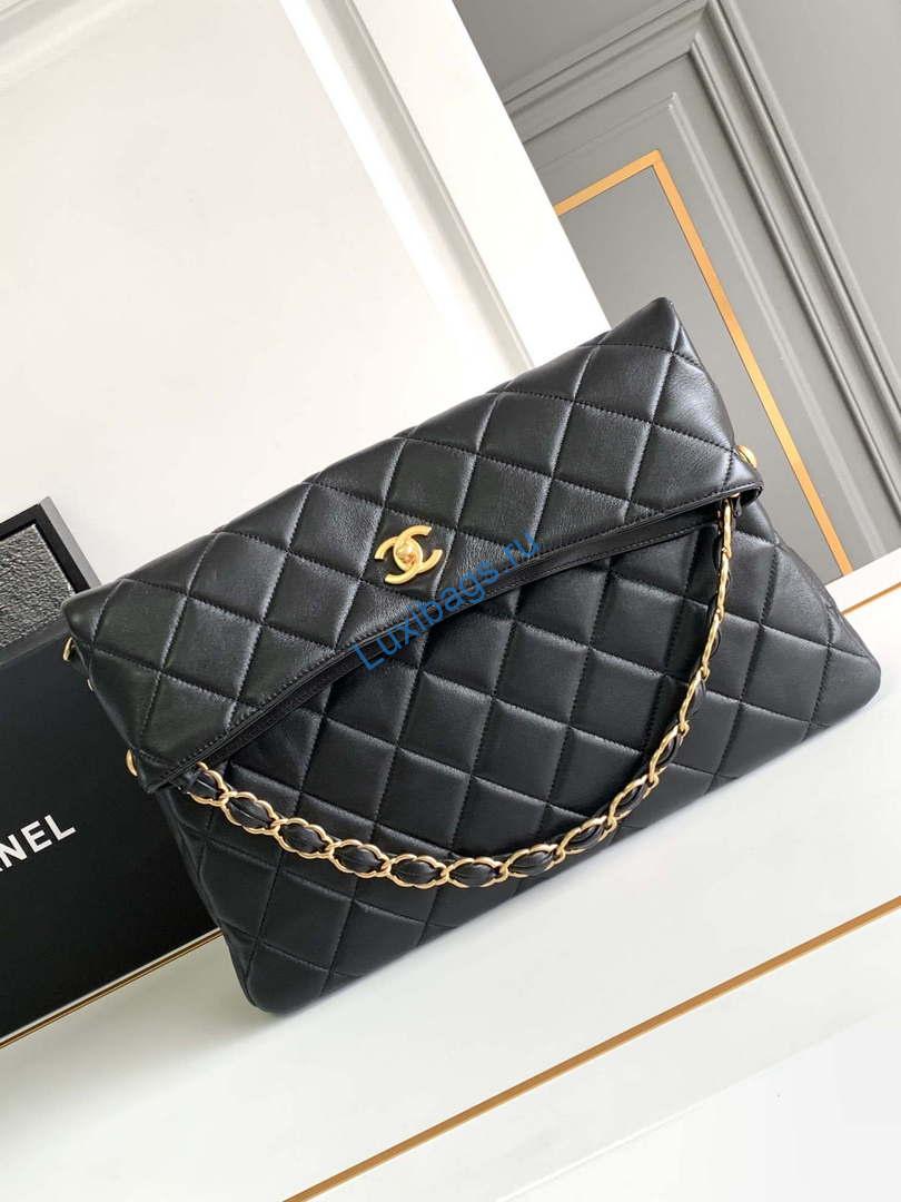 Chanel AS4777 24P New Hobo Bag Black Lambskin | chanel as4777 24p new hobo bag black lambskin 011