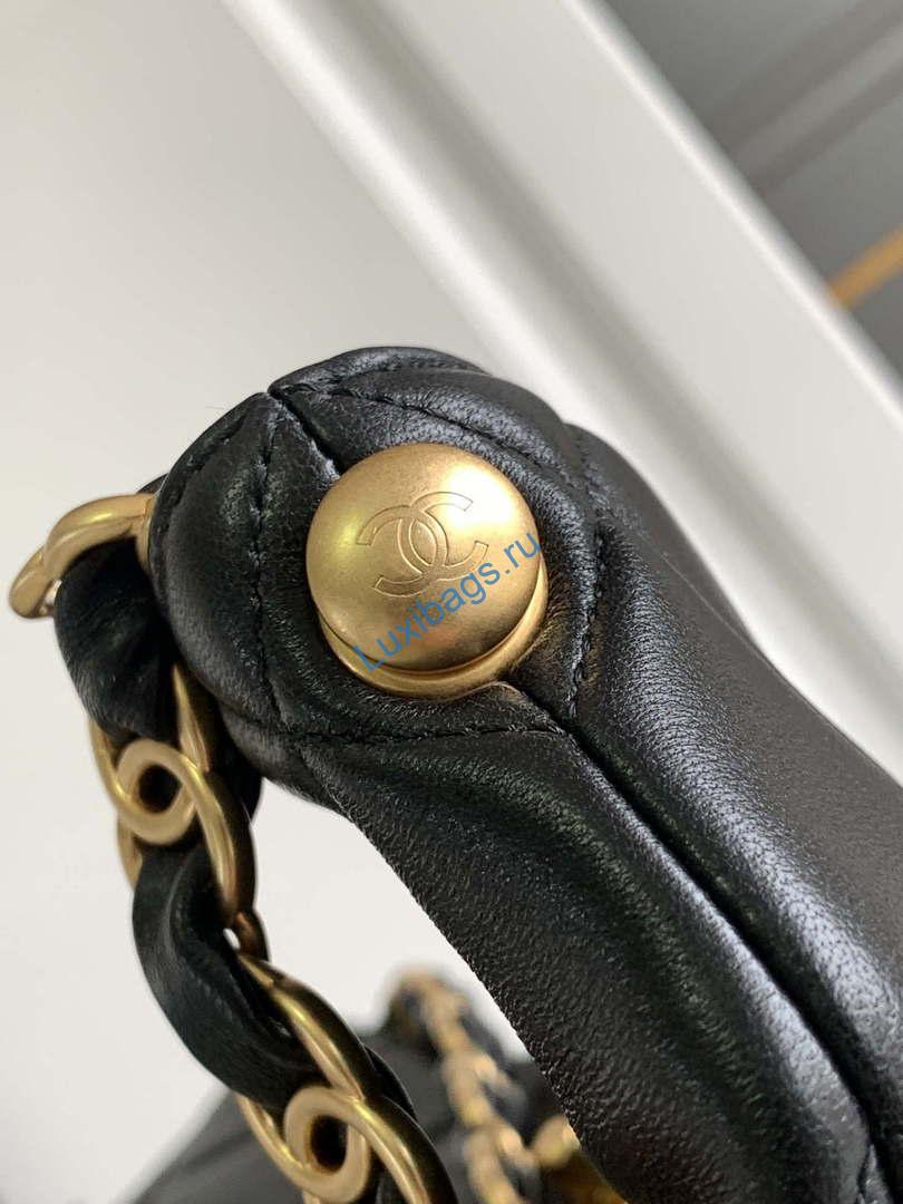 Chanel AS4777 24P New Hobo Bag Black Lambskin | chanel as4777 24p new hobo bag black lambskin 016