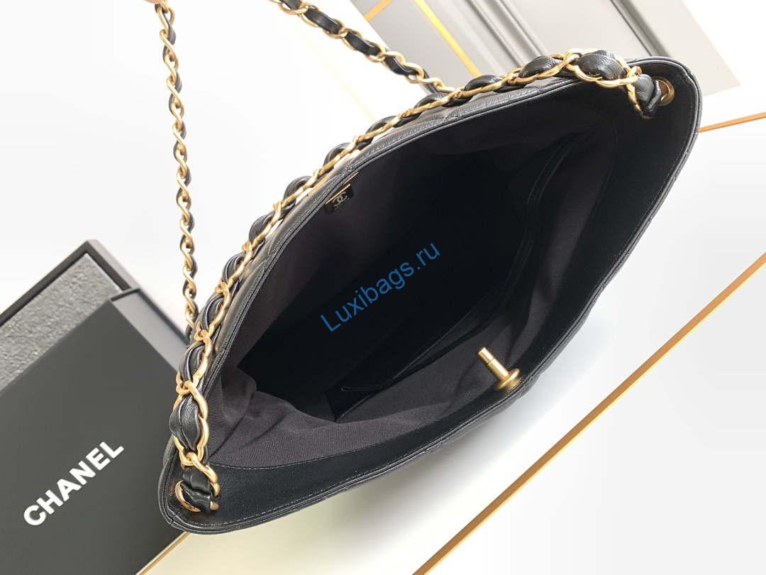 Chanel AS4777 24P New Hobo Bag Black Lambskin | chanel as4777 24p new hobo bag black lambskin 017