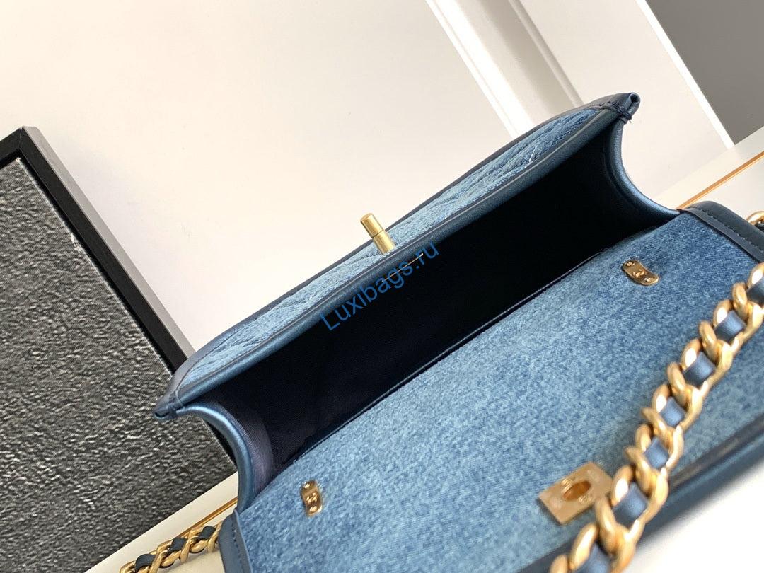 Chanel AS4845 Messenger Bag Denim Blue & Gold-Tone Metal | chanel as4845 messenger bag denim blue gold tone metal 007
