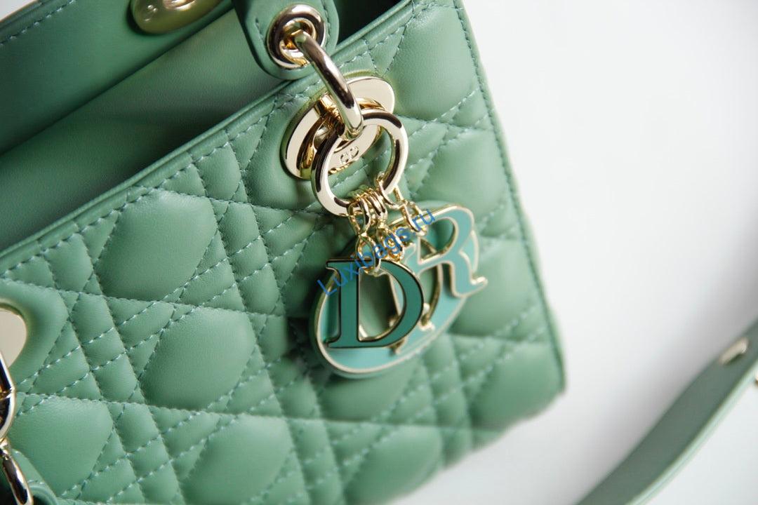 Dior M0531 Small Lady Dior Bag Green Cannage with Green enamel buckle | dior m0531 small lady dior bag green cannage with green enamel buckle 005