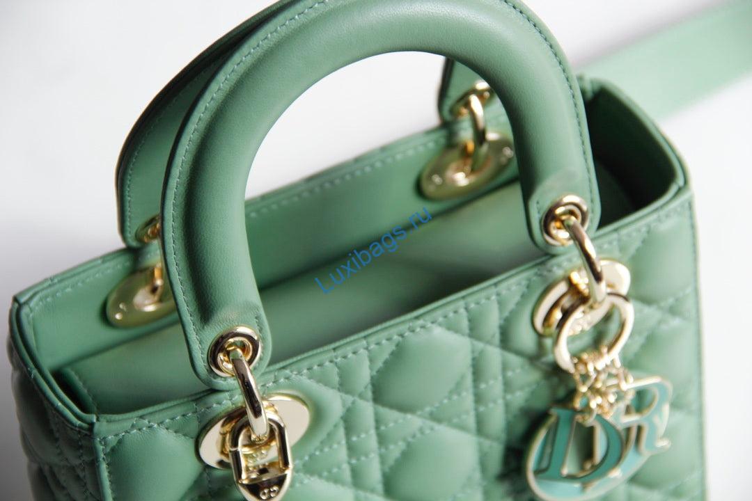 Dior M0531 Small Lady Dior Bag Green Cannage with Green enamel buckle | dior m0531 small lady dior bag green cannage with green enamel buckle 006