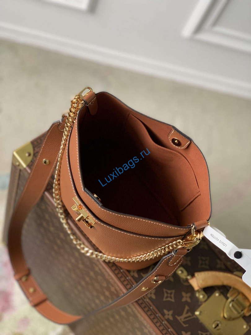 LV M24165 Louis Vuitton Lock and Walk Bucket Bag Cognac Brown | lv m24165 louis vuitton lock and walk bucket bag cognac brown 9