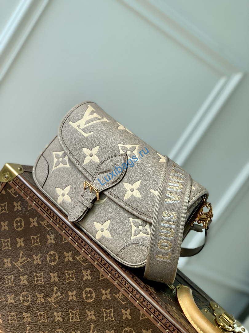 LV M46386 Louis Vuitton Diane Monogram Empreinte Leather Gray with Camel | lv m46386 louis vuitton diane monogram empreinte leather gray with camel 02