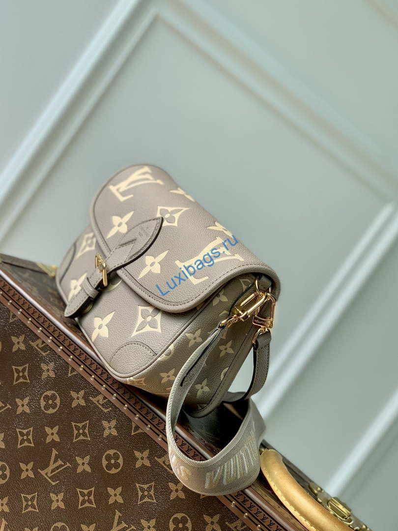 LV M46386 Louis Vuitton Diane Monogram Empreinte Leather Gray with Camel | lv m46386 louis vuitton diane monogram empreinte leather gray with camel 07