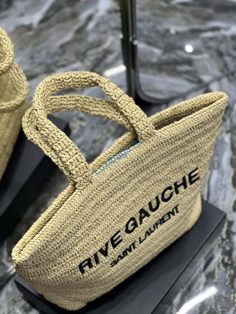 YSL 688864 Saint Laurent Rive Gauche Tote in Apricot Raffia | ysl 688864 saint laurent rive gauche tote in apricot raffia 05