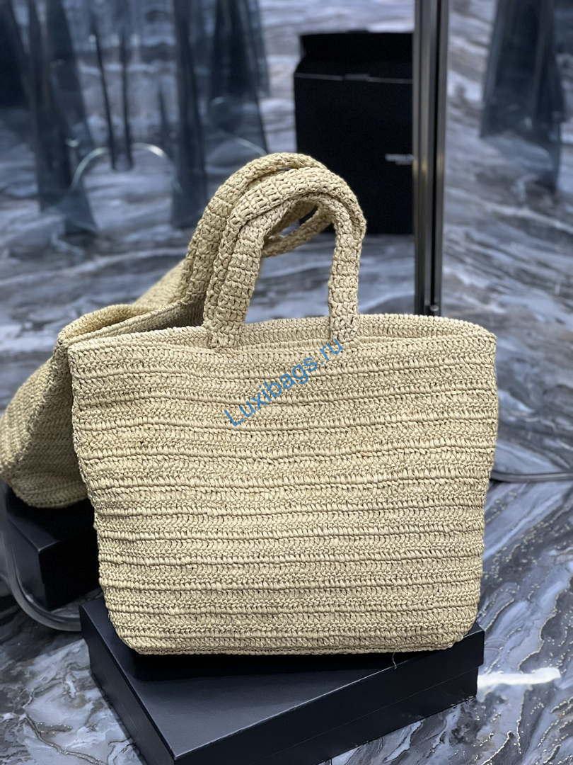YSL 688864 Saint Laurent Rive Gauche Tote in Apricot Raffia | ysl 688864 saint laurent rive gauche tote in apricot raffia 09