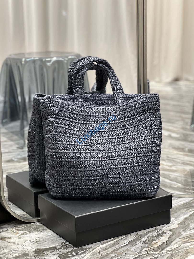 YSL 688864 Saint Laurent Rive Gauche Tote in Black Raffia | ysl 688864 saint laurent rive gauche tote in black raffia 06