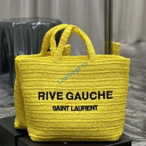 YSL 688864 Saint Laurent Rive Gauche Tote in Yellow Raffia